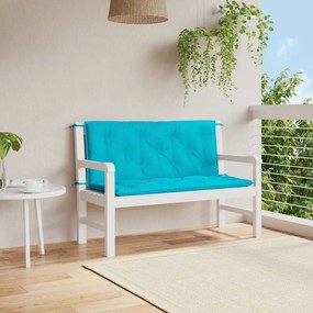 2 db türkizkék szövet kerti padpárna 120 x 50 x 7 cm