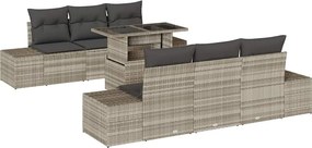vidaXL Kanapé Szett párnával 7 pcs Világosszürke polirattan