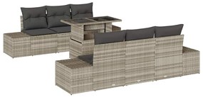 vidaXL Kanapé Szett párnával 7 pcs Világosszürke polirattan