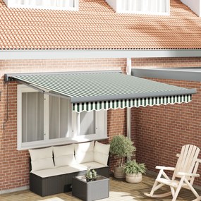 Automatikus Behúzható Napernyő Zöld és Fehér 300x250 cm