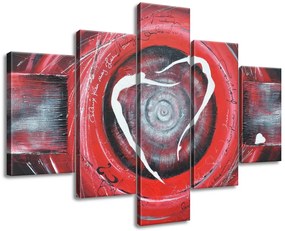 Gario Kézzel festett kép Testalkatok a piros körben - 5 részes Méret: 100 x 70 cm