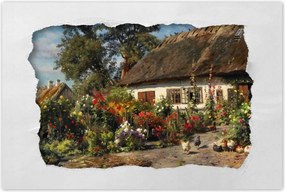 Poszterek 90x60 Vidéki házikó virágokkal