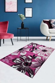 Azzuro rózsaszín szőnyeg virágmintás modern 80 x 300 cm