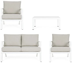 Fehér alumínium négyszemélyes kerti lounge szett Harley – Bizzotto