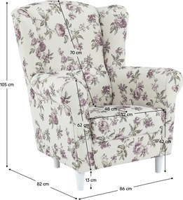 Füles fotel, szövet rose 18, CHARLOT