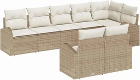 vidaXL Kerti Kanapé Szett Beige és krém 55 x 55 x 37 cm polirattan
