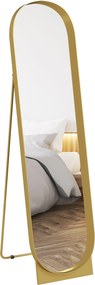 HOMCOM Teljes Hosszúságú Álló Tükör 40x150 cm, Modern Függőleges Tükör Fém Kerettel és Ütésálló Fóliával, Álló vagy Falra Szerelhető, Hálószobába és E