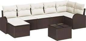 vidaXL Kerti Kanapé Szett párnával 8 pcs Barna Poli rattan