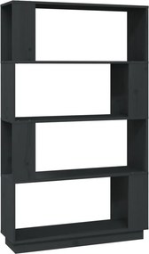 vidaXL szürke tömör fenyőfa könyvszekrény/térelválasztó 80x25x132 cm