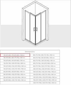 Erga Tucson, tolóajtós zuhanykabin 70 (ajtó) x 70 (fal) x 190 cm, 6mm átlátszó üveg, króm profil, ERG-S02-TUCSON-D070D070-CL-CR