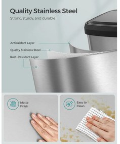 Konyhai szemetes, 68 literes pedálos kuka, ezüst-fekete