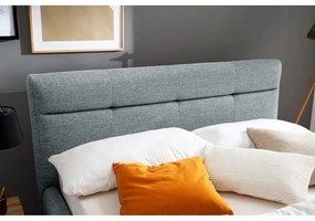 Szürkéskék kárpitozott ágyneműtartós franciaágy ágyráccsal 140x200 cm Lotte – Meise Möbel