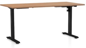 OfficeTech A állítható magasságú asztal, 160 x 80 cm, fekete alap, bükkfa