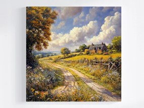 Vászonkép Canvas Tájkép Rusztikus Szabadtéri Falu Ház Út Nyár 40x40