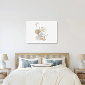 Üveg kép - Bézs virágok pillangóval N⁰1 (70x50 cm)