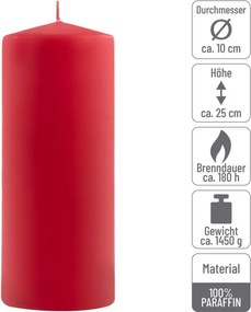 Oszlopgyertya készlet 25 cm Ø 10 cm 2 db piros