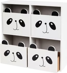 Mini Gyerek Komód Asztali Gombos Dekoráció Fehér Panda 27cm