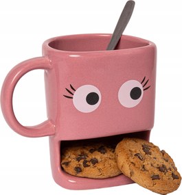 Kerámia bögre keksztartóval rózsaszín 240ml