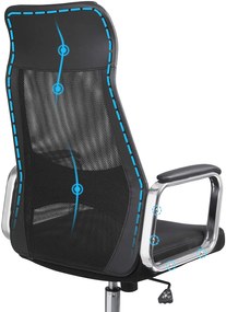SONGMICS irodai szék, ergonomikus számítógékszék, fejtámlával és deréktámasszal, magasságállítható, fekete