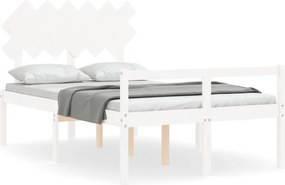 vidaXL fehér tömör fa ágy időseknek fejtámlával Double