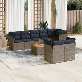 9 részes szürke polyrattan kerti ülőgarnitúra párnával