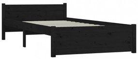 fekete tömör fa ágykeret 90x200 cm