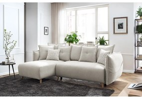 Krémszínű kinyitható sarokkanapé (variálható) Nessa – Bobochic Paris