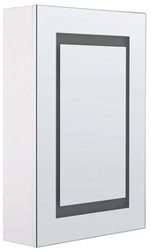 Fehér És Ezüst Fali Fürdőszoba Szekrény LED Tükörrel 40 x 60 cm MALASPINA Beliani