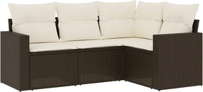vidaXL 4 részes barna polyrattan kerti ülőgarnitúra párnákkal