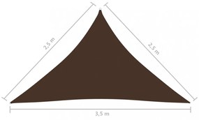 barna háromszögű oxford-szövet napvitorla 2,5 x 2,5 x 3,5 m