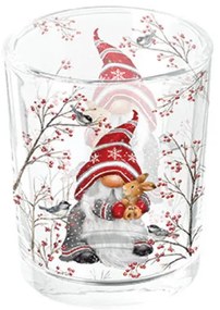 Karácsonyi üveg mécsestartó 5,5x6 cm Dwarf hug