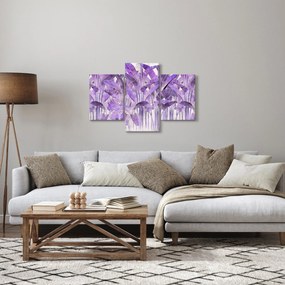Kép - Lila levelek vakolatban (90x60 cm)