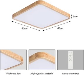 Brilagi - dimmelhető LED lámpatest WOODLINE SQUARE LED/80W/230V tölgy 60x60 cm + távirányító