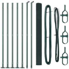 Hegesztett Drótkerítés 7 Flanged Oszloppal Zöld 1,5x10 m Acél