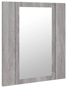 szürke sonoma szerelt fa tükrös szekrény LED-del 40x12x45 cm