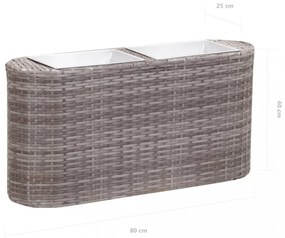 Szürke polyrattan virágtartó 80 x 25 x 40 cm