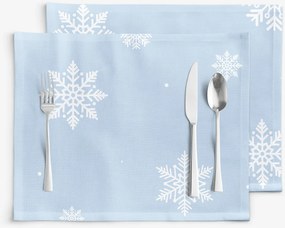 Goldea karácsonyi pamut reggeliző alátét - pelyhek a kék alapon - 2db 30 x 40 cm
