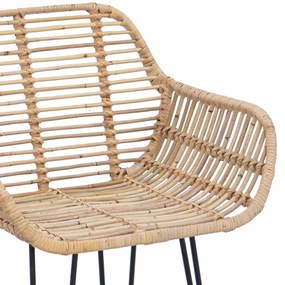 Bárszék 2 pcs Természetes 55 x 52 x 92 cm Rattan és Vas