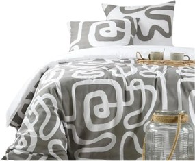 Pinto Pamut Ágyneműhuzat Garnitúra, 240 x 220 CM Fehér-szürke Mintás