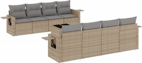 vidaXL 9 részes bézs polyrattan kerti ülőgarnitúra párnákkal