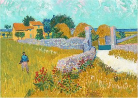 Üveg kép - Vincent van Gogh, Farmhouse in Provence, reprodukciók (70x50 cm)