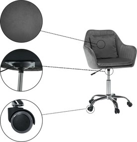 Irodai fotel, szürke Velvet anyag/króm, KLIAN