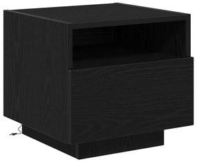 Éjjeli szekrények LED világítással 2 db Fekete tölgy 40x39x37 cm