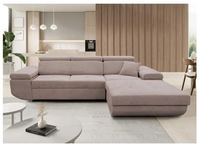 CASTELO L-alakú, ággyá alakítható jobb oldali sarokkanapé tárolóval, bézs