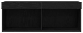 TV Fali Szekrények LED Fénnyel 2 db Fekete Tölgy 80x30x30 cm
