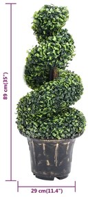 zöld spirálalakú cserepes műpuszpáng 89 cm