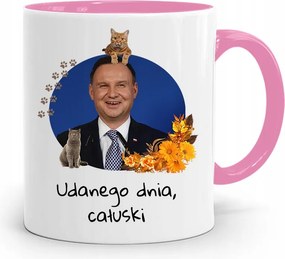 Andrzej Duda Pis Rózsaszín Elnöki Bögre fényképes nyomattal
