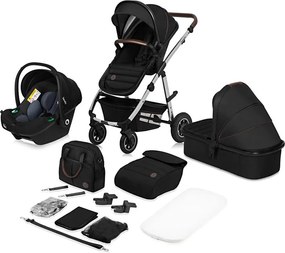 Lionelo - Kombinált babakocsi 3 az 1-ben AMBER Fekete-ezüst