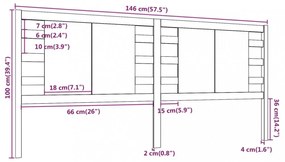 fekete tömör fenyőfa fejtámla 146 x 4 x 100 cm