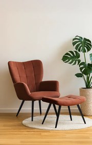 Fotel lábtartóval, barna Velvet szövet/fekete, HABEN